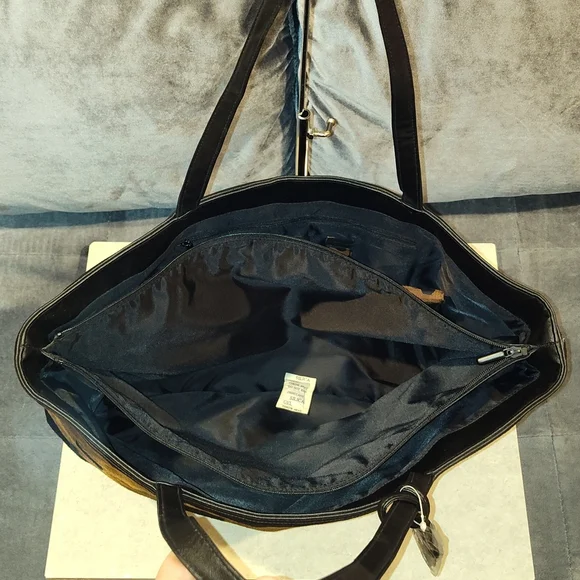 NWOT BUENO CALF HAIR ANIMAL PRINT 3 COMPARTMENT MESSANGER BAG TOTE BROWN & BLACK - Picture 15 of 16